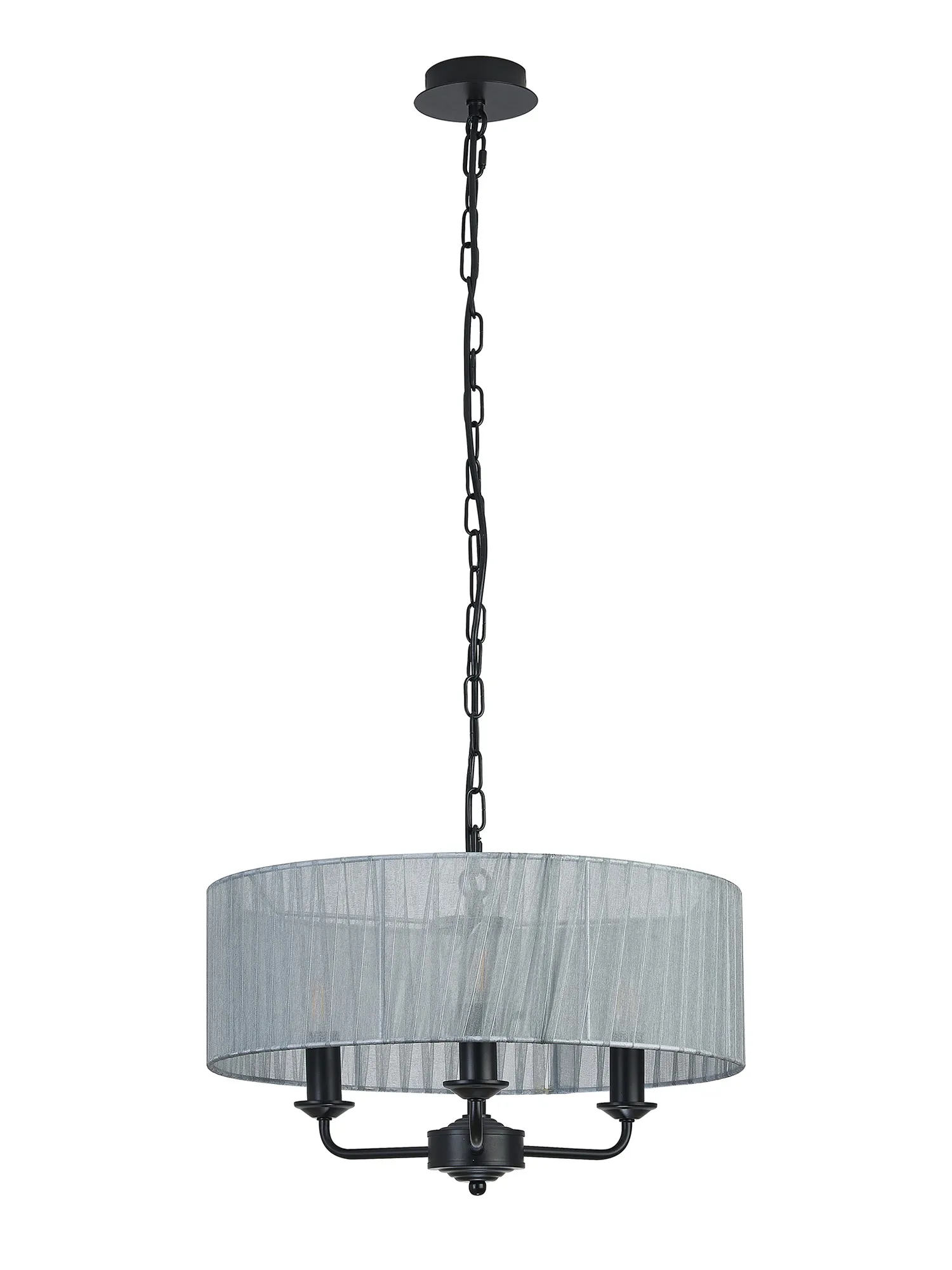 Banyan 45cm 3 Light Pendant Matt Black, Grey DK1031  Deco Banyan MB GR